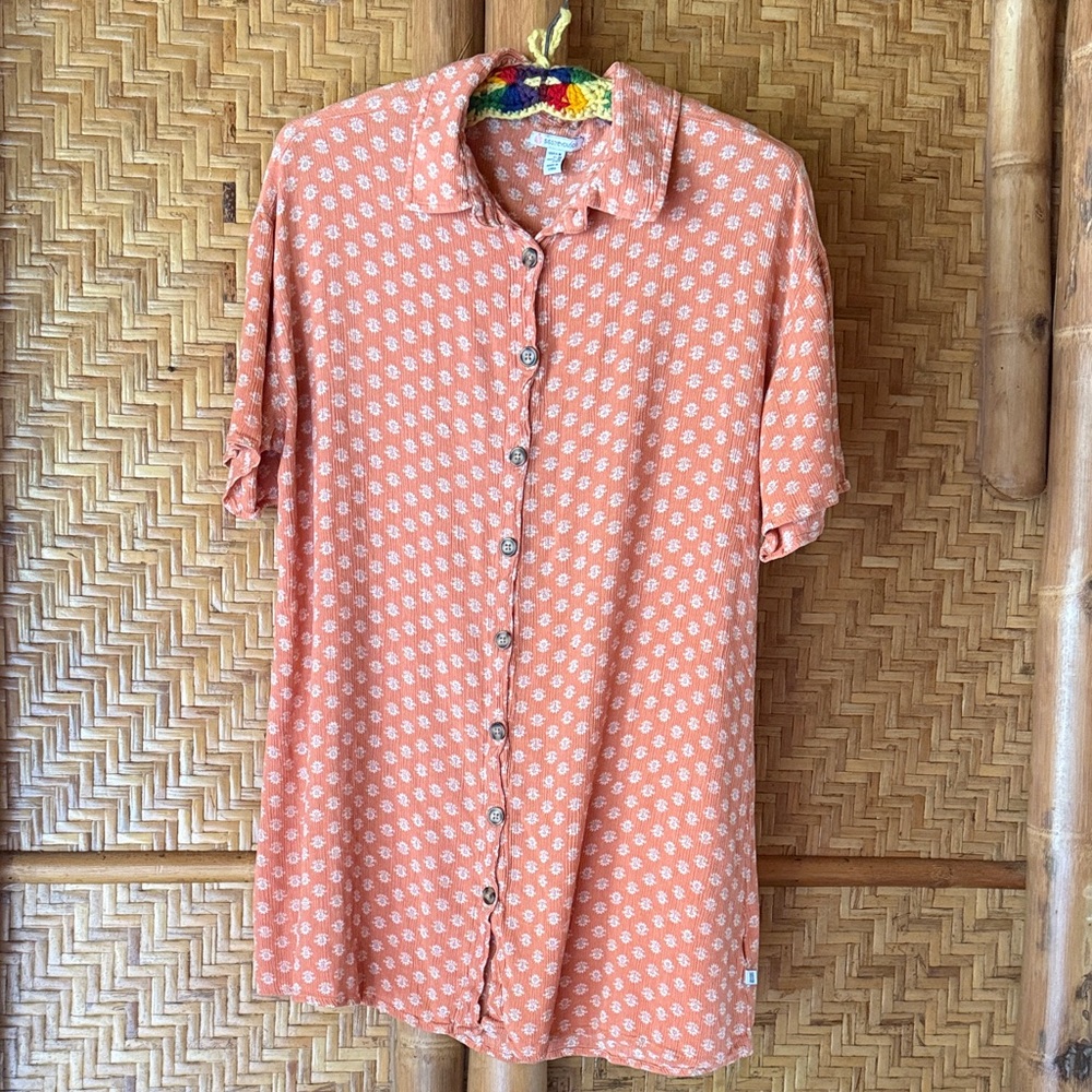 Sisstrevolution floral Orange Patterned Shirt dress tunic medium